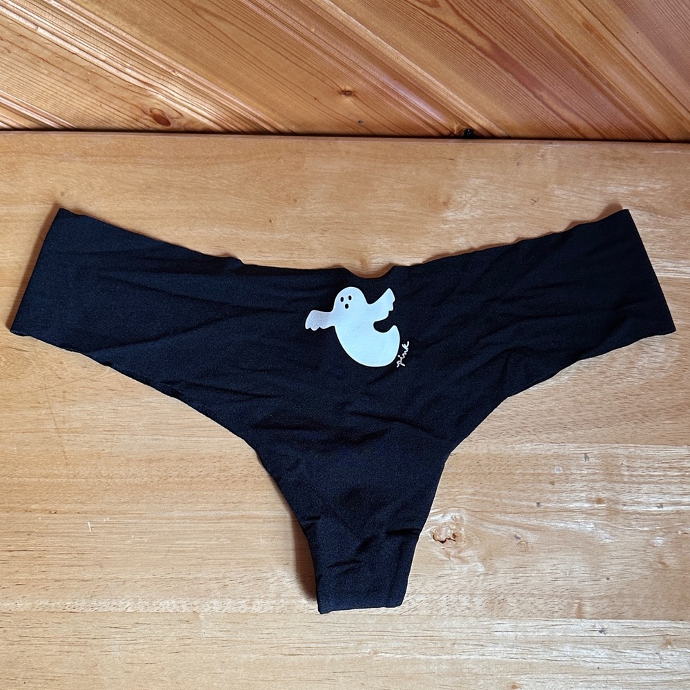 PINK No Show Halloween Ghost Thong